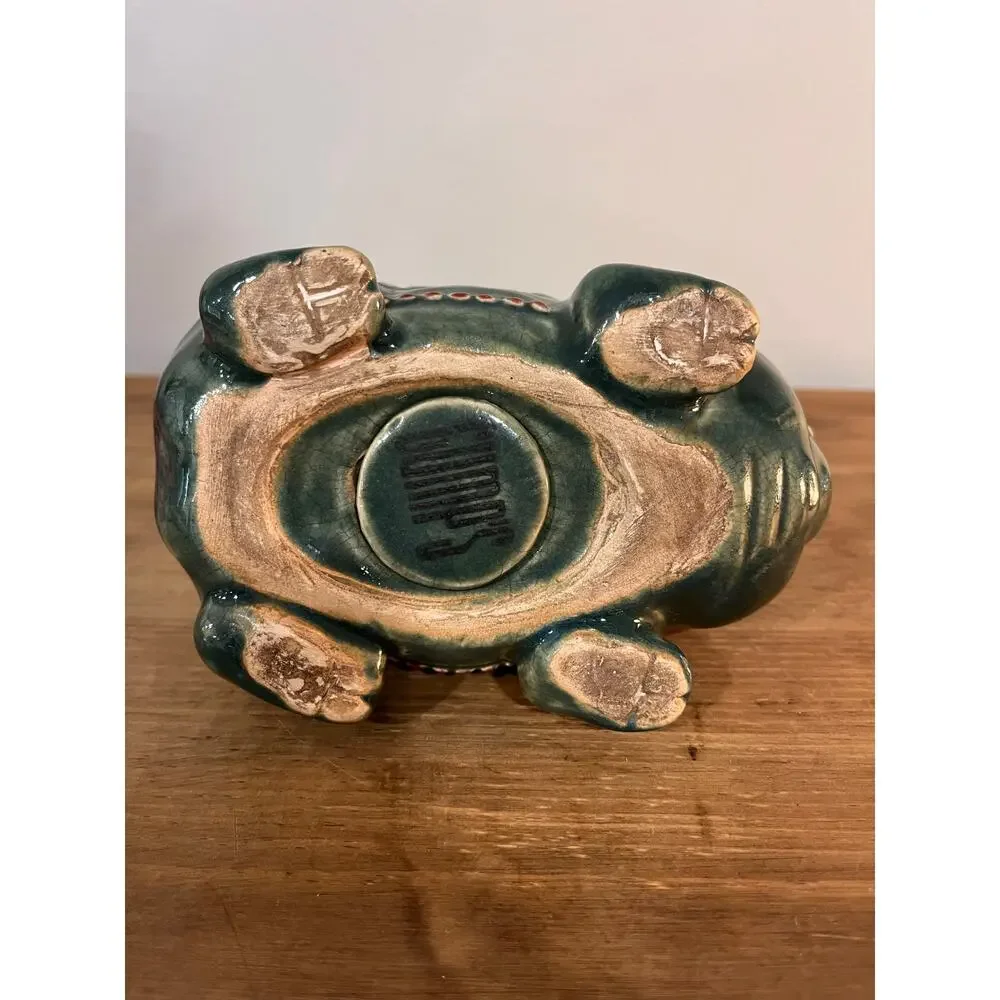 Gump’s Ceramic Piggy Bank Green Celadon Double‎ Happiness Asian Decor